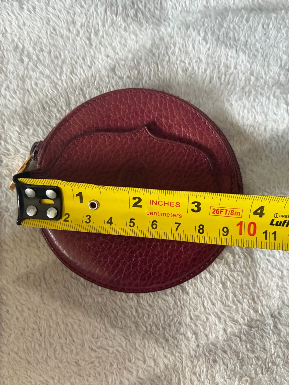 Cartier Round Leather Coin Case in Burgundy - Picture 6 of 10